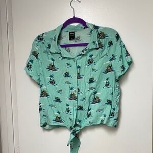 Disney Our Universe Mickey Mouse tie front top women’s size Large